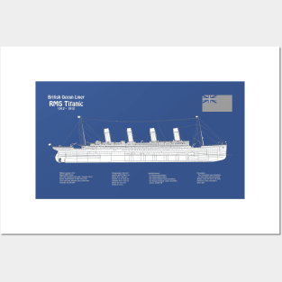 RMS Titanic ship plans. White Star Ocean Liner -  ABDpng Posters and Art